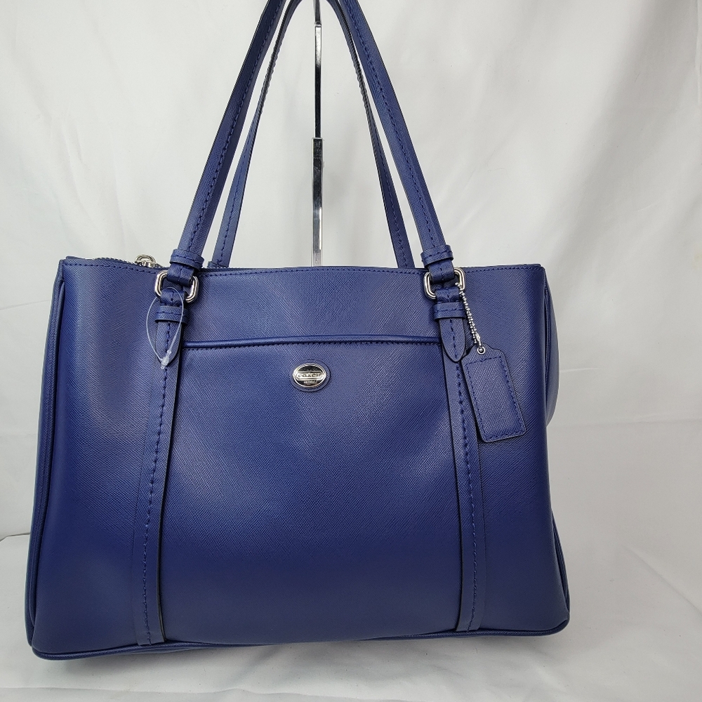 NEVER USED!! Elegant COACH Blue Leather Tote Bag - Picture 1 of 16